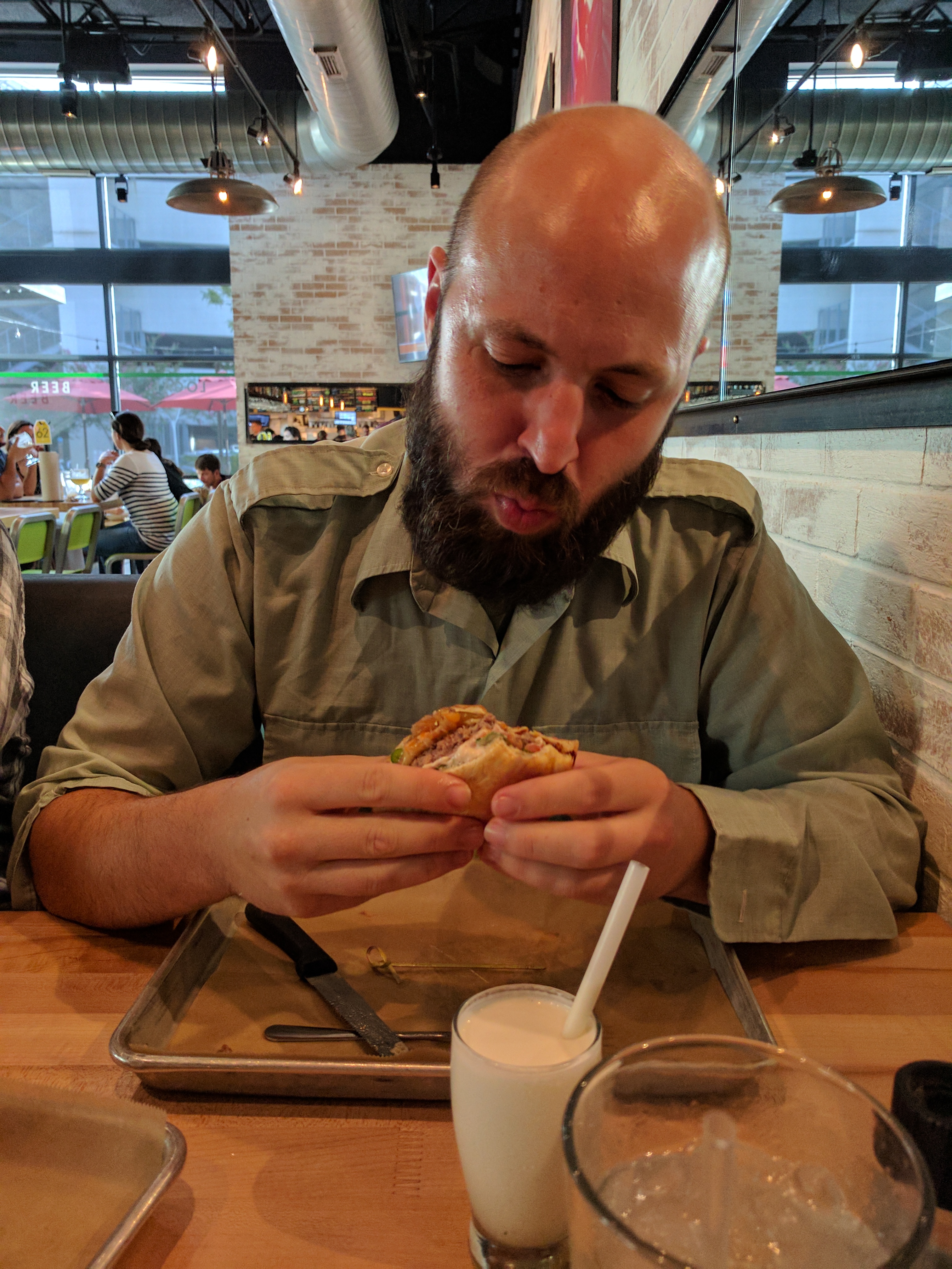 Man eating a hamburger