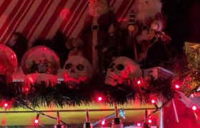 christmas display with skulls