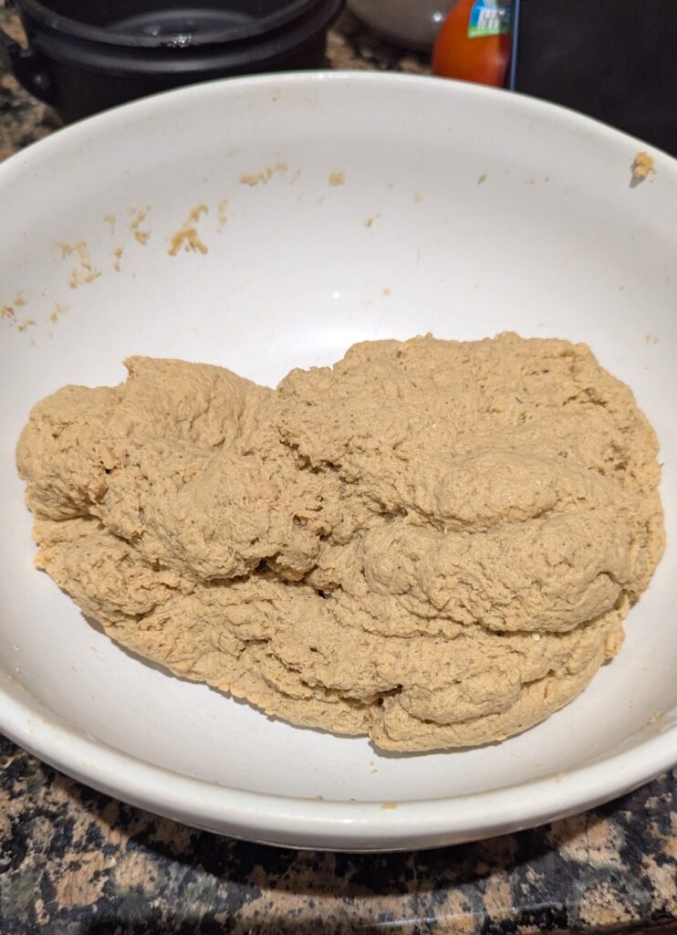 Lumpy brown mixture in a bowl.